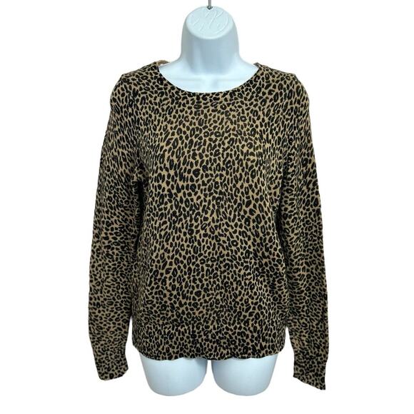 Ann Taylor Sweaters - Loft Ann Taylor Animal Print Leopard Sweater Size Small 100% Cotton Pullover Top